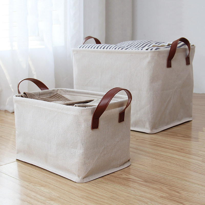 Linum Home Textiles - سلة تخزين منزلية بسيطة بلون واحد،