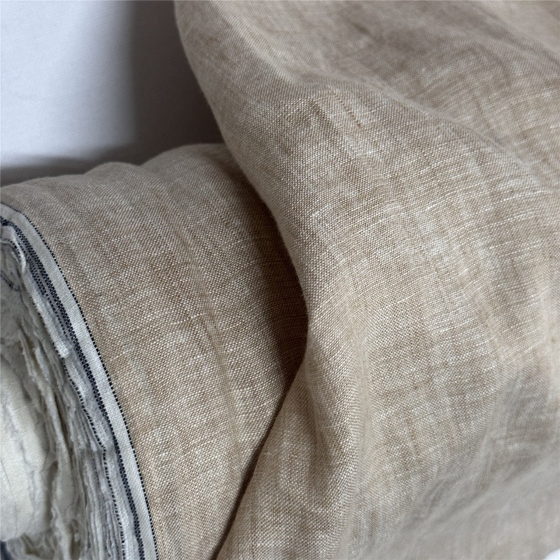 Linum Home Textiles - قماش كتان نقي بني فاتح على