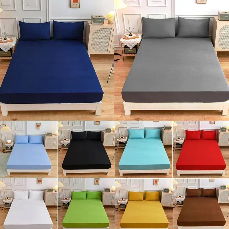 Mattress Pad Topper - بلون لينة البوليستر المجهزة ورقة غطاء