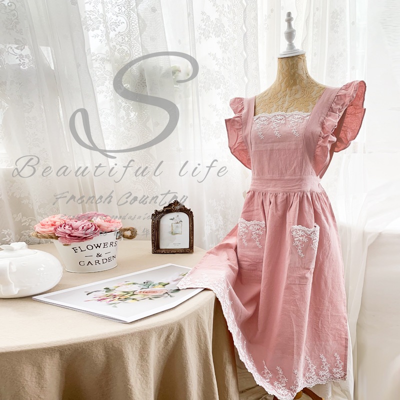 Linum Home Textiles - مريلة منزلية من القطن والكتان، بتصميم