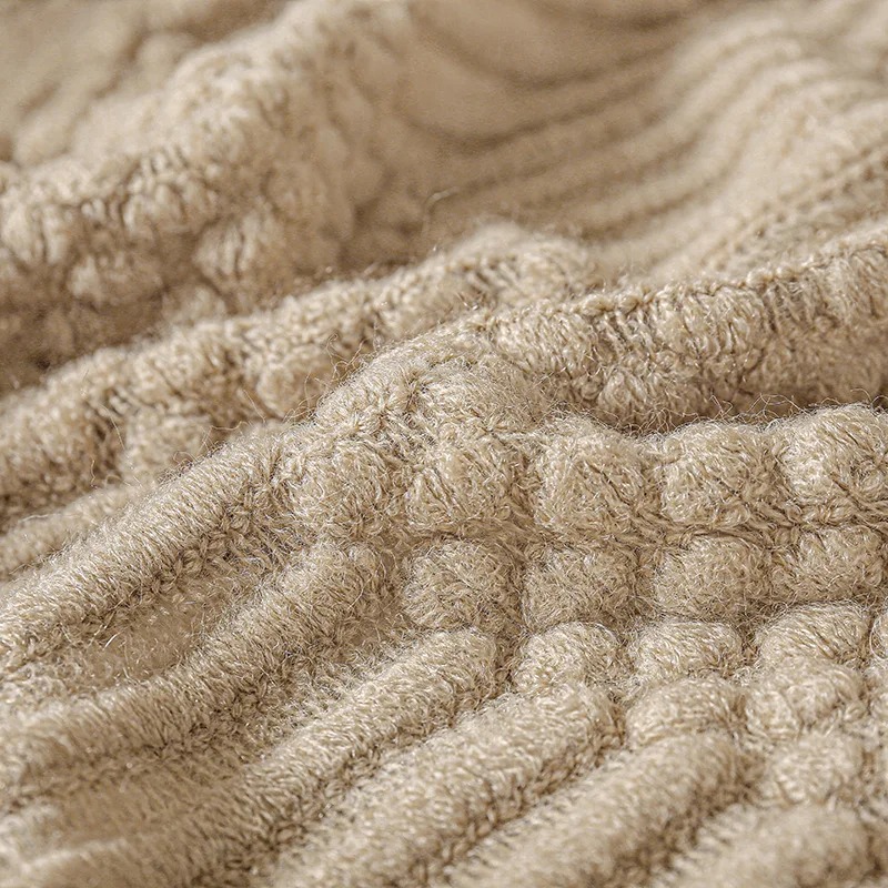 بطانية محبوكة بلون الكاكي مع ش - مراجعة Throw Blanket Chunky Knit وسعره
