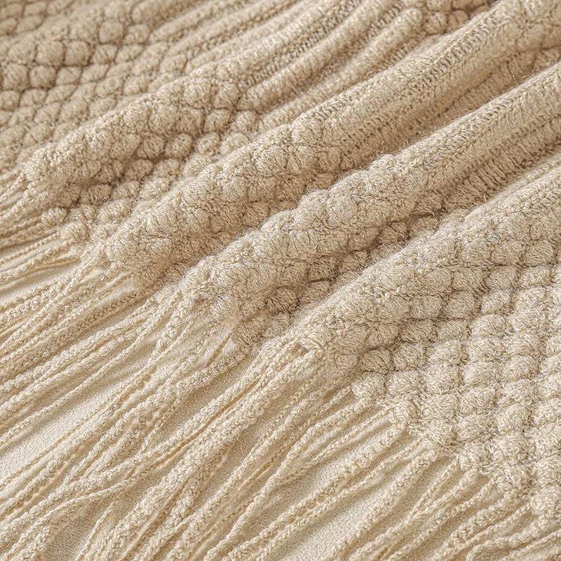 بطانية محبوكة بلون الكاكي مع ش - مراجعة Throw Blanket Chunky Knit وسعره