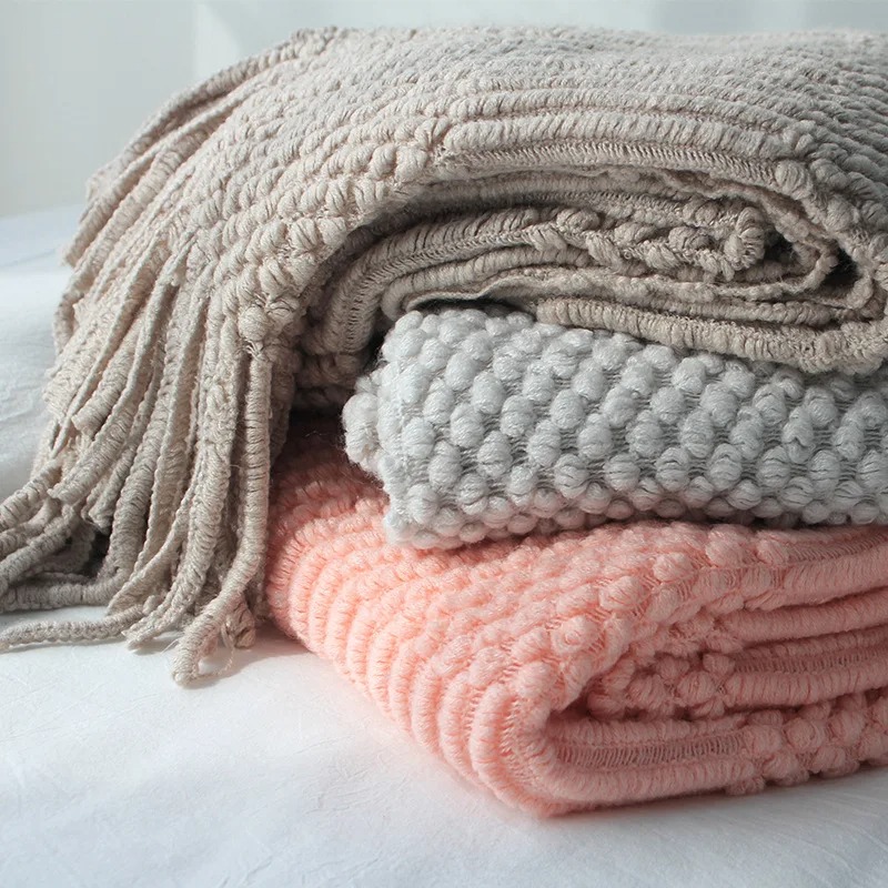 بطانية محبوكة بلون الكاكي مع ش - مراجعة Throw Blanket Chunky Knit وسعره