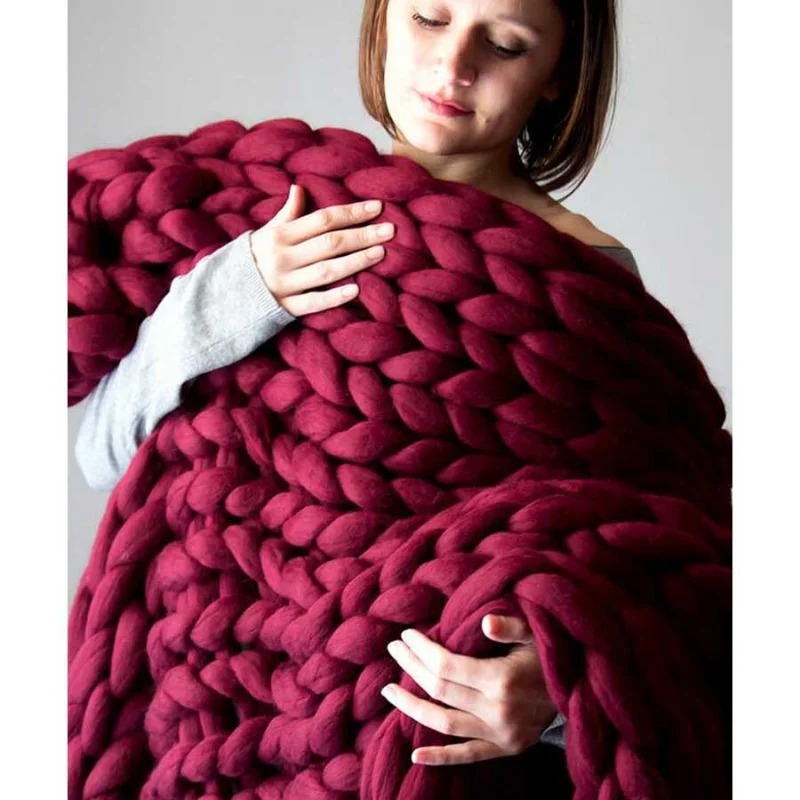 موضة بطانية صوف مكتنزة سميكة ك - مراجعة Throw Blanket Chunky Knit وسعره