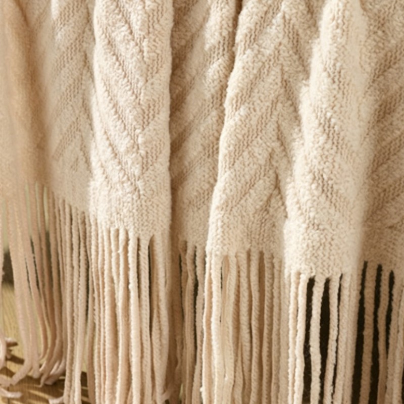 بطانية فاخرة سميكة بلون كريمي، - مراجعة Throw Blanket Chunky Knit وسعره