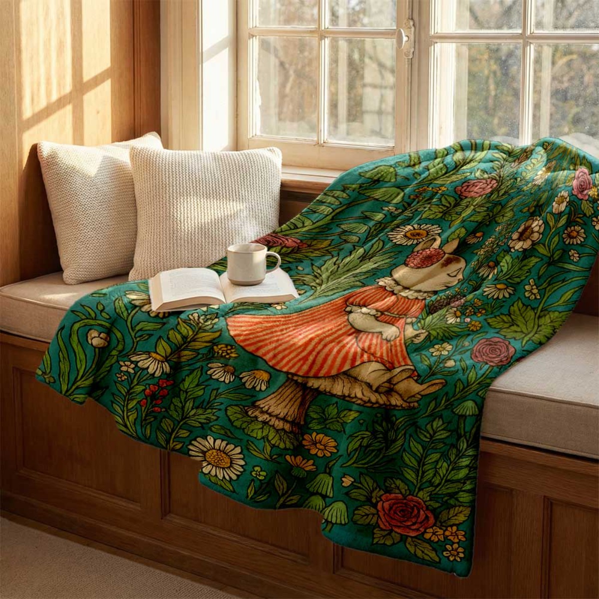 بطانية زخرفية بنقشة أرنب زهرية - مراجعة Throw Blanket Chunky Knit وسعره